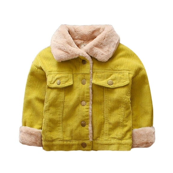 Kids Jacket,Solid Warm Jacket Coat Thick Baby Kids Winter Outerwear for Girls Boys Cloak Style Cold Weather & Play,Girls Jacket,Yellow,18-24 Months