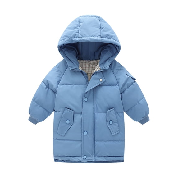 Kids Jacket,Toddler Casual Button Solid Jacket Coat for Kids Girls Boys Long Sleeve Hooded Thicken Outerwear Windbreaker for Everyday Wear,Girls Jacket,Blue,12-13 Years