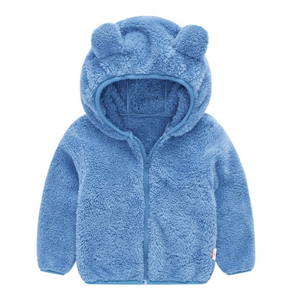 Kids Jacket,Toddler Cute Ear Zipper Solid Thick Hooded Coat for Kids Baby Girl Boy Warm Outwear for Snow Days & Outdoor,Winter Jacket,Blue,2-3 Years