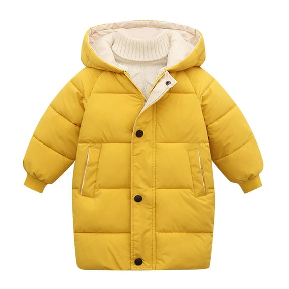 Kids Jacket,Toddler Sweater Coat Winter Thick Warm Button Hooded Windproof Coat for Baby Kids Girls Outwear Jacket for Snow Play,Girls Jacket,Yellow,5-6 Years