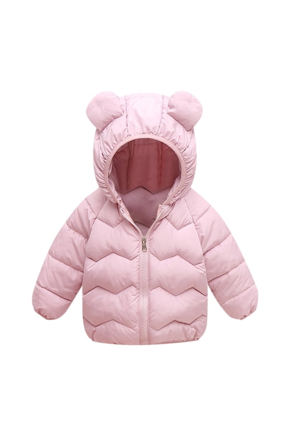 Kids Jacket,Winter Down Coat for Kids Baby Boys Girls Light Jacket with Bear Hood Outerwear for Chilly Days & Style,Girls Jacket,Pink,12-18 Months