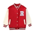 thumbnail image 1 of Kids Jackets Boys Button Boys Letter Embroidery Baseball Jacket Lightweight Jacket Winter Jackets Girls Clothes Size 4-5 Years Outfits, 1 of 8