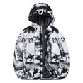 thumbnail image 1 of Kids Jackets Boys Kids Boys Girls Rain Jacket, Child Fashion Prints Lightweight Windbreaker Coat with Hood Girls Winter Coats Black 14, 1 of 3