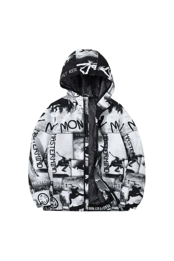 Kids Jackets Boys Kids Boys Girls Rain Jacket, Child Fashion Prints Lightweight Windbreaker Coat with Hood Girls Winter Coats Black 14