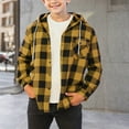 thumbnail image 1 of Kids Jackets Fashion New Boys Girls Casual Plaid Hoodies Fall Fashion Button down Shirts Long Sleeve Cute Lightweight Jacket Coats Yellow 14-15 Years, 1 of 5