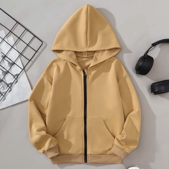 Kids Jackets For Girls Long Sleeve Zip Up Hoodie For Boys Lightweight Thermal Windproof Outwear Jacket Spring Outfit 8-9 Years