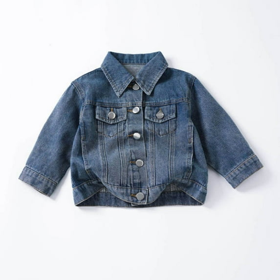 Kids Jackets Long Sleeve Girls Jean Jacket Basic Button Down Coat Kids Clothing for Girls 4-5 Years