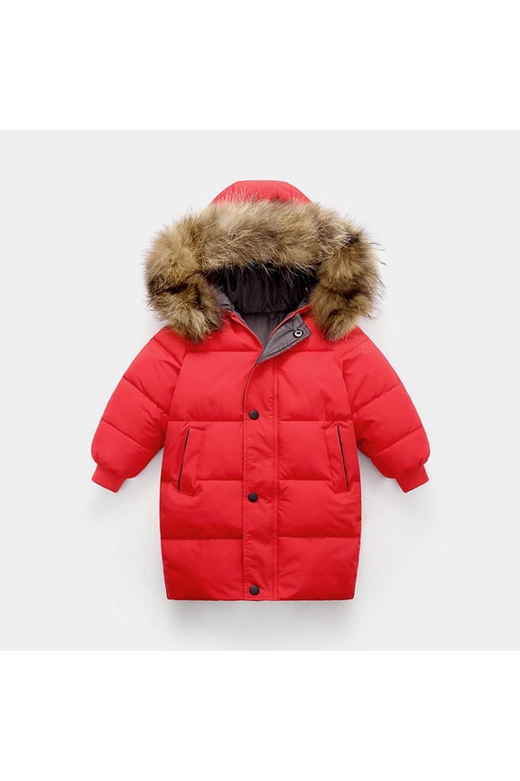 Kids Jackets Thicken Warm Down Coat Winter Hooded Long Cotton Down Jackets Outerwears Children Clothing