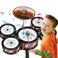 thumbnail image 1 of Kids Jazz Drum Set - Educational Musical Toy for Beginners, 4-Piece Plastic Drum Kit with Chair & Drum Hammers, Safe & Durable Learning Drums for Children, Easy to Assemble & Play, Ideal Music Gift, 1 of 8