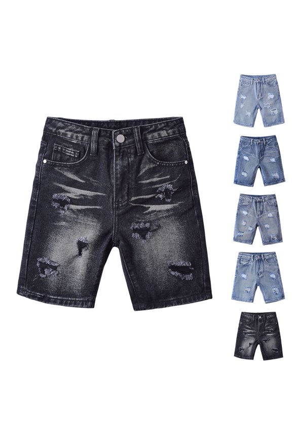 Kids Jean Shorts High Waisted Slim Fit Half Jean Pants with Pockets Size 4-5 Years Boys Shorts