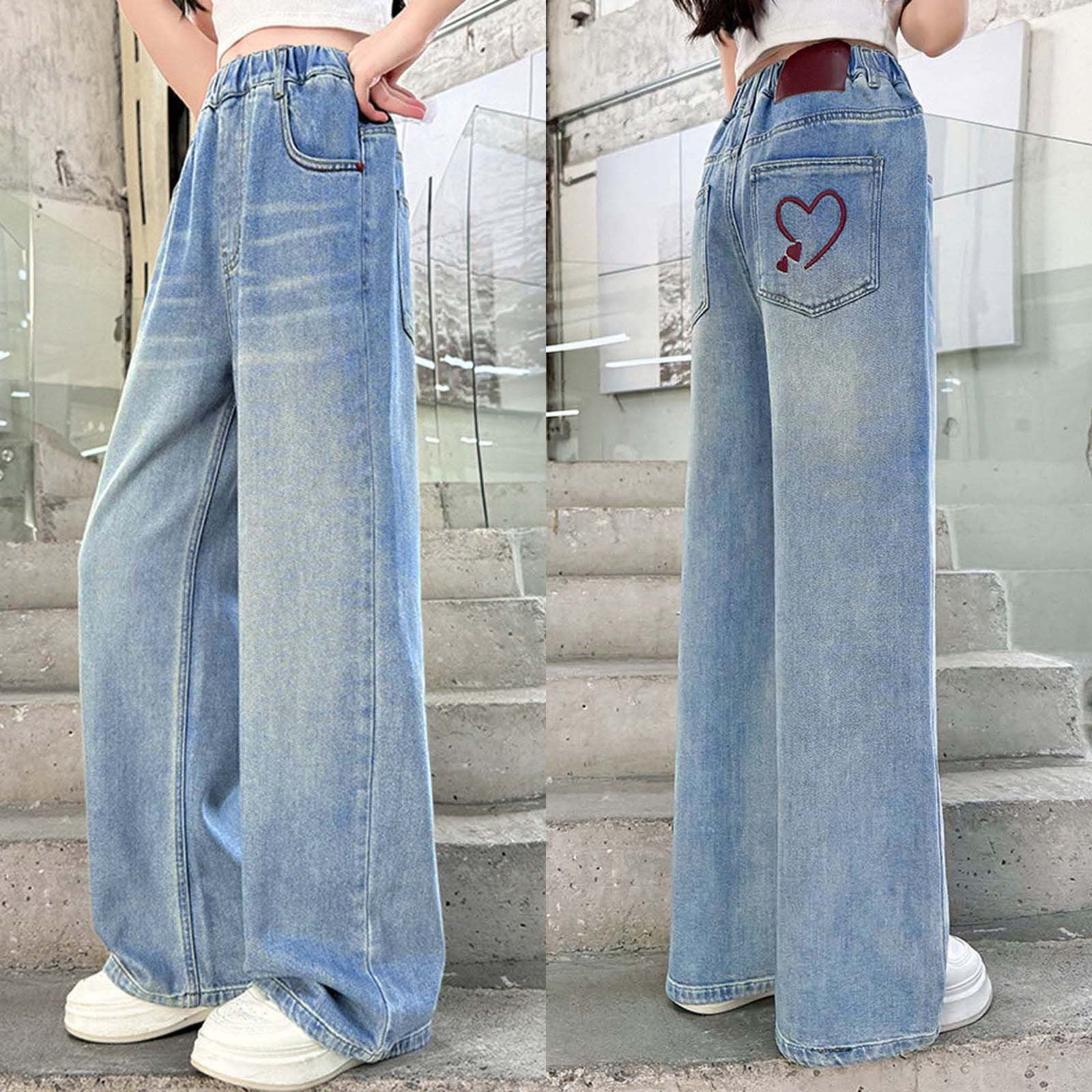 Kids Jean for Girls Cute Jeans Straight Leg Jeans Wide Leg Jeans Girls ...