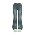 thumbnail image 1 of Girl Jeans Navy Jeans Girls Bell Bottom Jeans High Waist Girls Loose Pants with Pockets Girls Pants 6-7 Years, 1 of 3