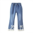 thumbnail image 1 of Kids Jeans Girls Flare Pants Embroidered Jeans High Waisted Jeans Wide Leg with Pockets for Teens 3-4 Years, 1 of 6