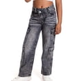 thumbnail image 1 of Toddler Girls' Jeans Baggy Jeans for Kids High Waisted Wide Leg Jeans with Pockets Straight Leg Jeans Girls Clothing Size 12-18 Months, 1 of 8