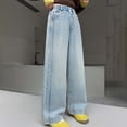 thumbnail image 1 of Kids Jeans for Girl Baggy Jeans Kids Relaxed Fit Wide Leg Denim Jeans with Pockets Girls Straight Leg Jeans Girls Fashion 8-9 Years, 1 of 7