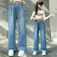 thumbnail image 1 of Kids Jeans for Kids Embroidered Jeans Bell Bottoms with Pockets High Waisted Wide Leg Jean Cute Clothes for Girls 9-10 Y, 1 of 8