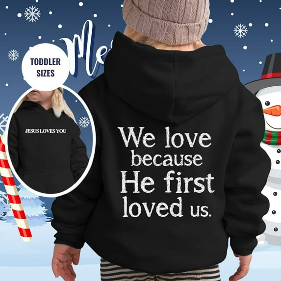 Kids Jesus Loves You Hooded Sweatshirts Letter Print Christian Sweatshirt Long Sleeves Comfy Oversize Pullover Christian Clothing for Kid Girls Boys 3-4 Years