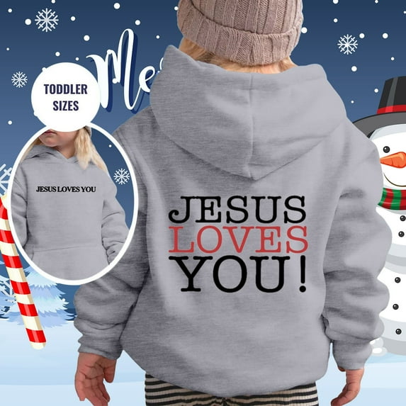 Kids Jesus Loves You Hoodies Letter Print Sweatshirt Long Sleeves Cute Loose Pullover Fashion Kid Clothes for Boys Girls 3-4 Years