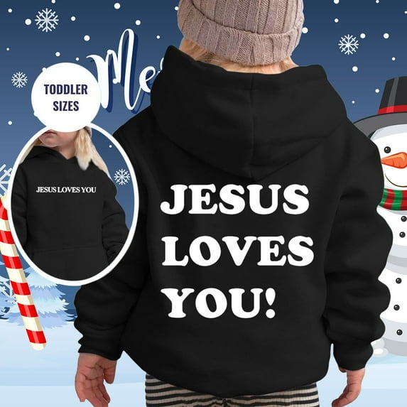 Kids Jesus Loves You Sweatshirt Letter Print Sweatshirt Long Sleeves Fashion Oversize Pullover Preppy Clothes for Little Girls 4-5 Years