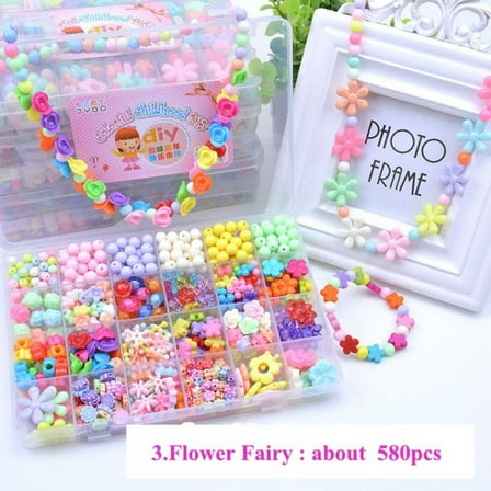 Kids Jewelry Making Kit 450+ Beads Art and Craft Kits DIY Bracelets Necklace Hairbands Toy for Age 3 4 5 6 7 8 Year Old Girl