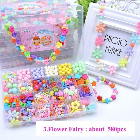 Kids Jewelry Making Kit 450+ Beads Art and Craft Kits DIY Bracelets Necklace Hairbands Toy for Age 3 4 5 6 7 8 Year Old Girl