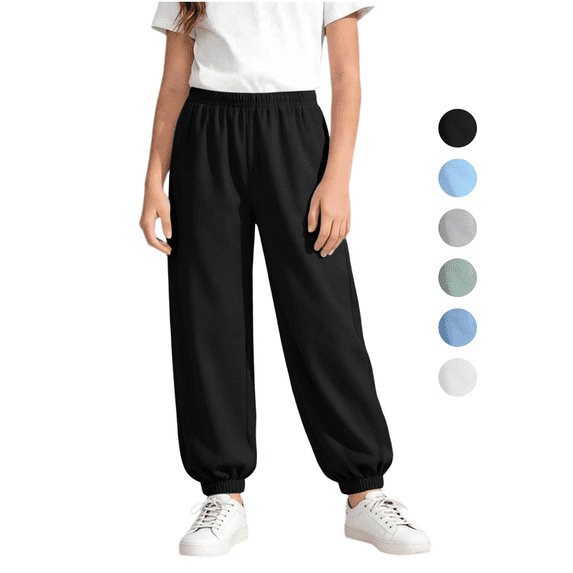 Kids Jogger Pants Boys Girls Elastic Waist Casual Baggy Sweatpant Lightweight Breathable Comfy Active Athletic Pants,Sizes 2-16 Years