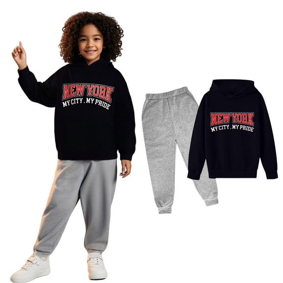 Kids Jogger Set Long Sleeve Basic Hoodie and Jogger Pants 2 Pcs Fall Winter Clothes Little Girls Clothes 9-10 Years Cute Boy Girl Clothing