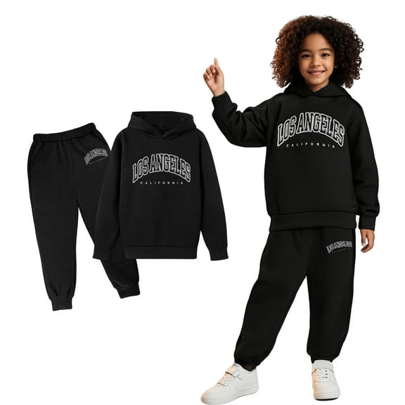 Kids Jogger Set Long Sleeve Solid Basic Hoodie Sweatpants 2 Pcs Warm Fall Winter Clothes 7-8 Years Girls Outfits Cute Boy Girl Clothing