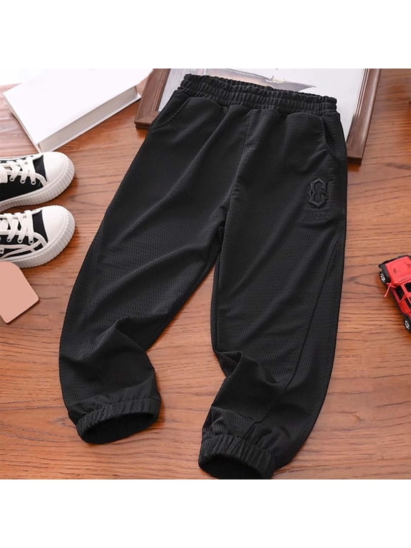 Kids Joggers Boys Elastic Waist Pants Black Boys Baseball Pants Summer Pants 7-8 Years Pants