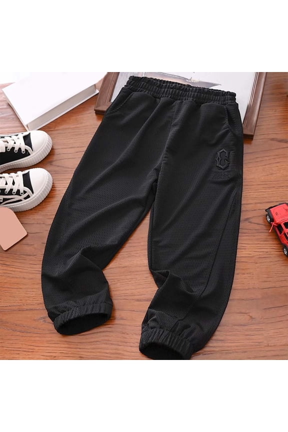 Kids Joggers Boys Elastic Waist Pants Black Boys Baseball Pants Summer Pants 7-8 Years Pants