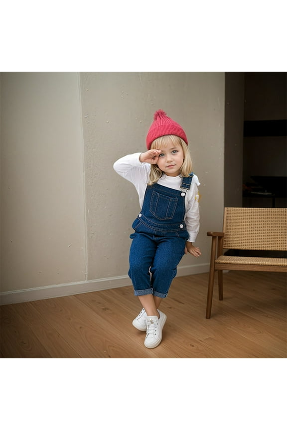 Kids Jumper Dress Casual Strap Stretchy Jean Dungarees Pants Toddler 2T Old Boy Gifts
