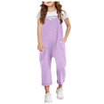 thumbnail image 1 of Kids Jumpsuit Casual Sleeveless Jumpsuit Kids Overalls with Pockets Girls Summer Dress for Girls 8-9 Years, 1 of 3