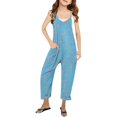 thumbnail image 1 of Kids Jumpsuit Casual Sleeveless Jumpsuit Overalls Kids with Pockets School Girl Outfit for Girls 7-8Years, 1 of 6