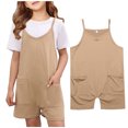 thumbnail image 1 of Kids Girls Jumpsuits Overalls Spaghetti Strap Overalls with Side Pockets Shorts Romper Girls Clothes Size 7-8Y, 1 of 9