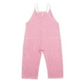 thumbnail image 1 of Kids Jumpsuit Sleeveless Plain Color Overalls Loose Spaghetti Strap Summer Rompers Long Pants with Pockets Girls Outfit for Kids Girls 8-9 Years, 1 of 8