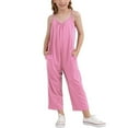 thumbnail image 1 of Kids Jumpsuit Sleeveless Plain Color Overalls Strap Loose Overalls Romper Long Pants with Pockets Girls Overalls for Kids 4-5 Years, 1 of 7