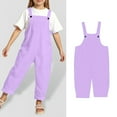 thumbnail image 1 of Kids Jumpsuit for Girls Back to School Romper Purple Suspenders with Pockets Spring Fall Romper Girls Jumpers Size 9-10 Years, 1 of 5