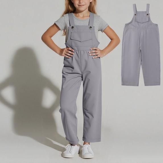Kids Jumpsuits for Girls Grey Overalls Sleeveless Loose One Piece Outfits Girls Outfits Size 3T
