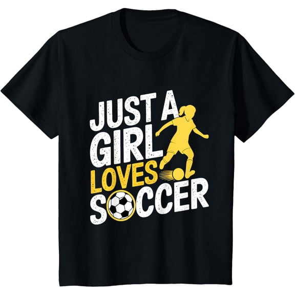 Kids Just A Girl Who Loves Soccer Funny Football Player Girls T-Shirt