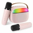 thumbnail image 1 of Kids Karaoke Machine,Portable Bluetooth Speaker with 2 Wireless Microphones,Gifts Toys for Girls 4,5,6,7,8,9,10 +Year Old Birthday Family Home Party(Pink), 1 of 9