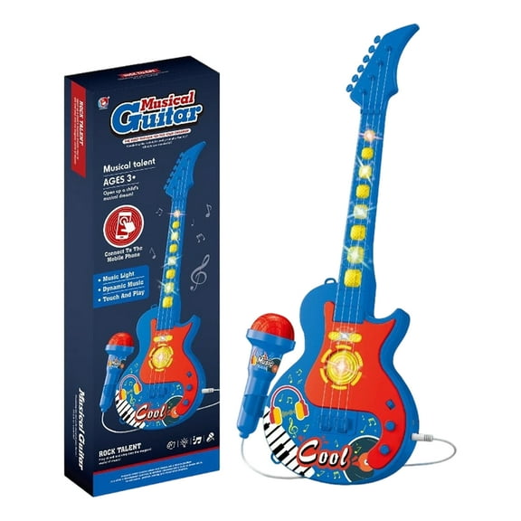 Kids Karaoke Machine With Microphone, Light Up Guitar Design, Connect To Phones Mp3 Players Or Other Devices For Sing Along Fun