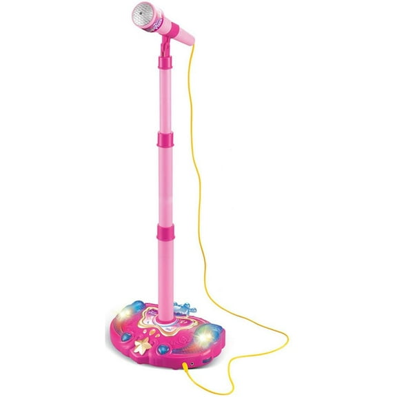 Kids Karaoke Machine with Lights,Microphone with Adjustable Stand Singing Karaoke Machine for Girls Boys (Pink)