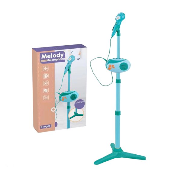 Kids Karaoke Machine with Stand,Karaoke Machine Kid,Kids Microphone with Flashing Stage Lights Adjustable Stand Gift for Age Children,Green