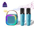 thumbnail image 1 of Mini Karaoke Machine for Kids, Bluetooth Speaker with 2 Wireless Mics (Blue), 1 of 8