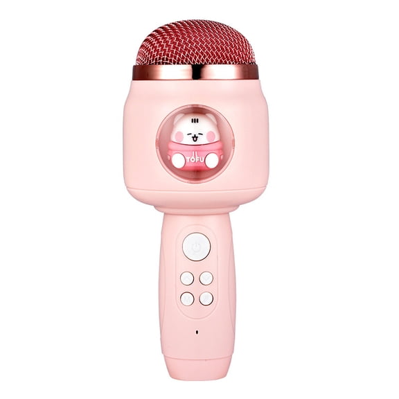 Kids Karaoke Microphone, Cute Cartoon Bluetooth Speaker Mic with 5 Voice Changer Effects