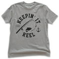 thumbnail image 1 of Kids Keepin' It Reel Shirt, Youth Kids Boy Girl T-Shirt, Fishing Shirt, Fish Pun Shirt, Dark Heather Gray, X-Large, 1 of 4