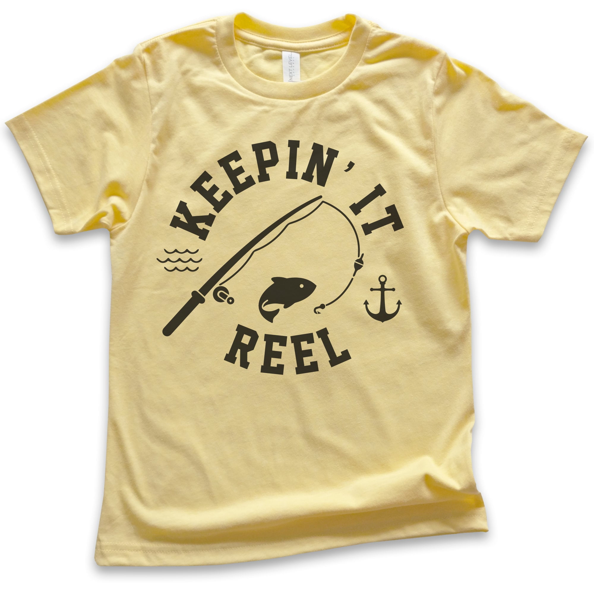 Kids Keepin' It Reel Shirt, Youth Kids Boy Girl T-Shirt, Fishing Shirt,  Fish Pun Shirt, Yellow, X-Small