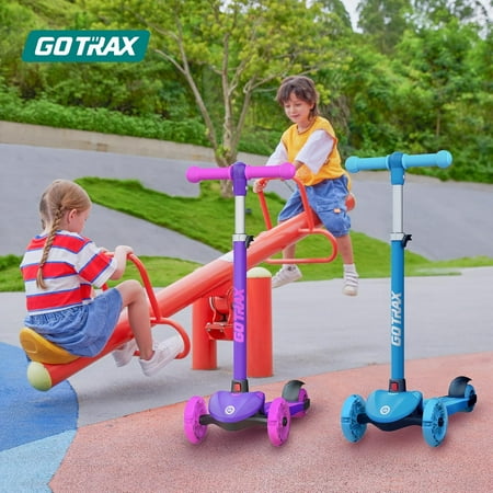 Kids Kick Scooter with LED Wheels, 3 Height Handlebars, Lean-to-Steer, Anti-Slip Deck for Ages 2-8