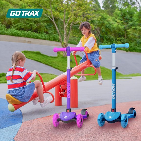 Kids Kick Scooter with LED Wheels, 3 Height Handlebars, Lean-to-Steer, Anti-Slip Deck for Ages 2-8