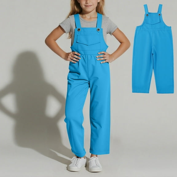 Kids Kids Casual Loose Romper Blue Rompers Sleeveless Loose Casual Sleeveless Loose 7-8 Years Rompers for Girls